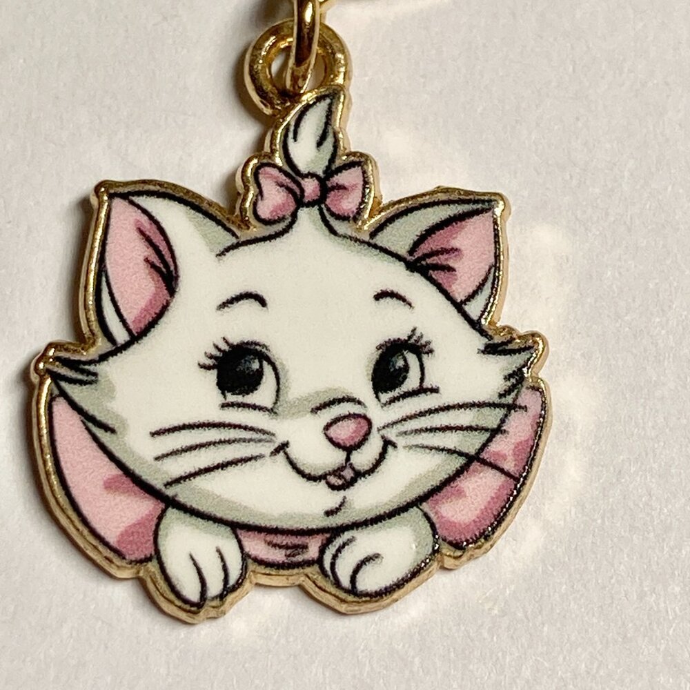 Vtg Disney Marie Aristocats Cat Clip On Charm Zipper Pull Purse Bag Pink Bow - Picture 8 of 11